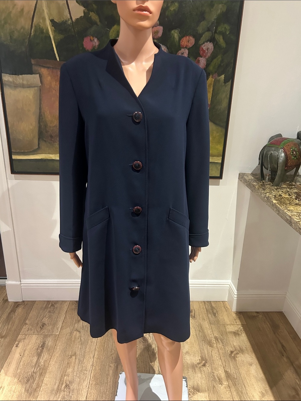 Rickie Freeman for Teri Jon blue dress coat
